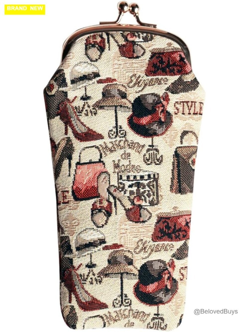 Woven Tapestry Eyeglass Case with Kiss Lock Clasp
